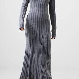 French Connection Long Sleeve Rib Maxi Sweater Dress